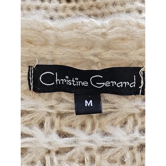 Christine Gerard Textured Knit Sweater Womens Size Medium Beige Long Sleeve - Picture 5 of 7